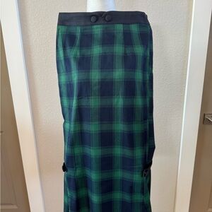 Voodoo Vixen Green and Black Plaid Maxi Skirt